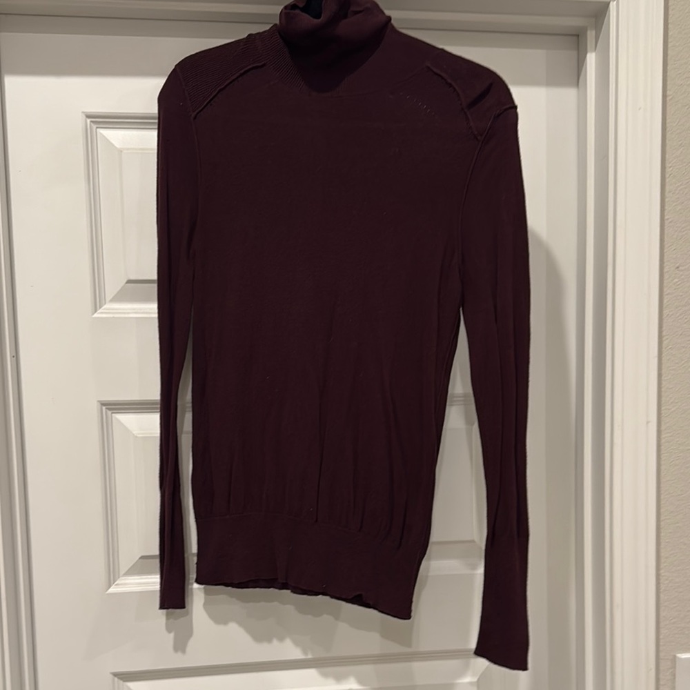 LOFT Burgundy Turtle Neck Sweater with Ribbed Turtleneck